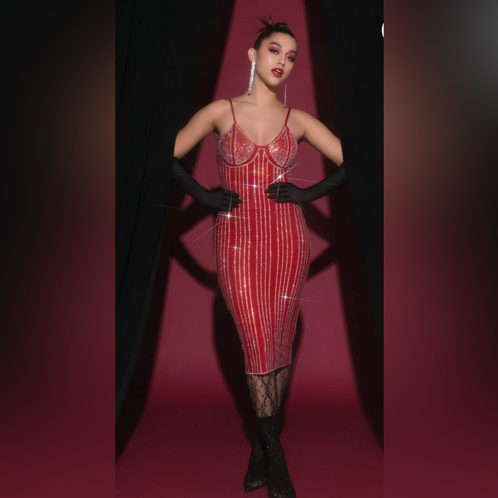 Akira rhinestone mesh dress